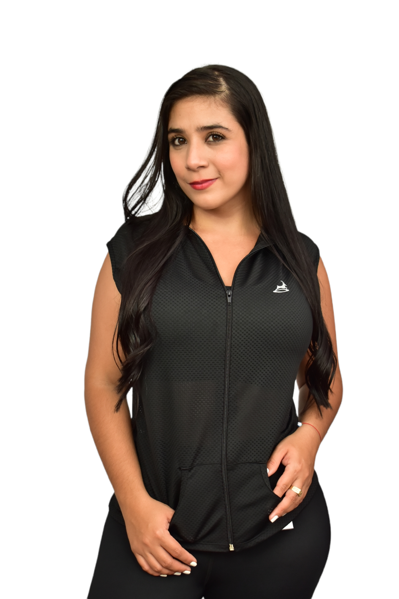CHAQUETA MANGA SISA CON CIERRE LICRADA NEGRO OVERSILVER®