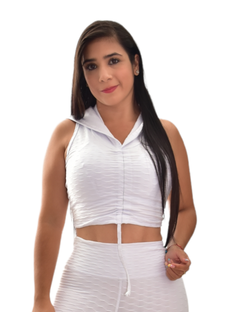 CROP TOP CAPUCHA TEXTURIZADA BLANCO OVERSILVER®