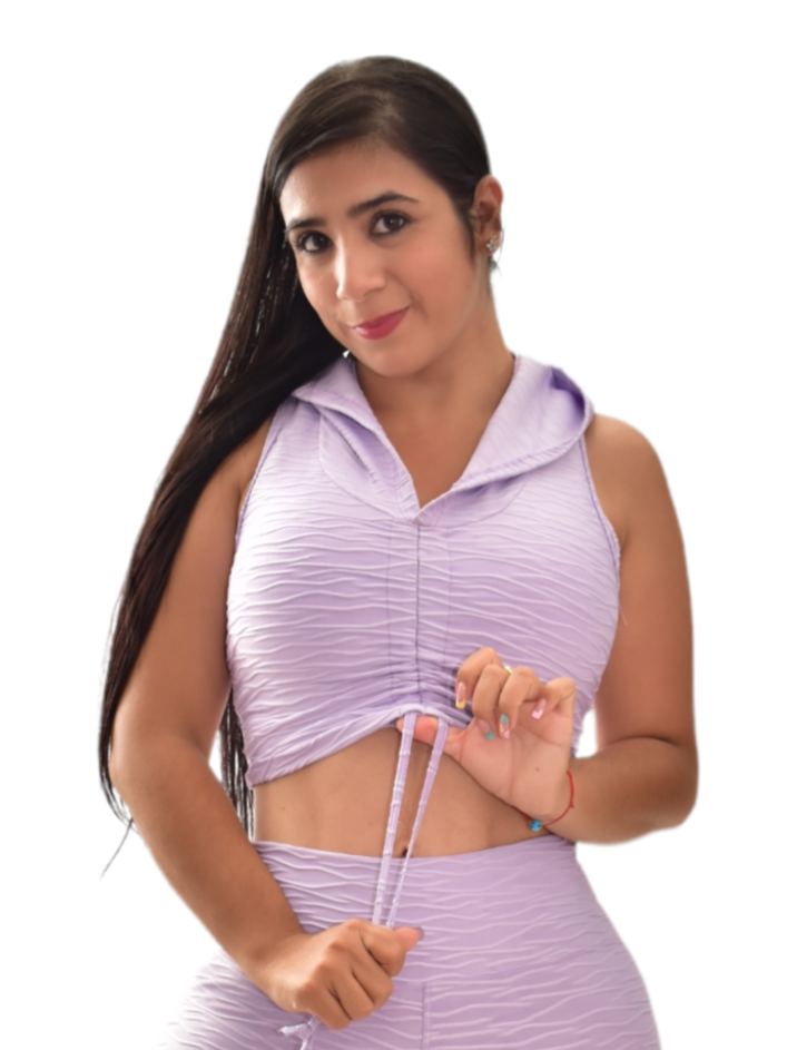 CROP TOP CAPUCHA TEXTURIZADA LILA OVERSILVER®