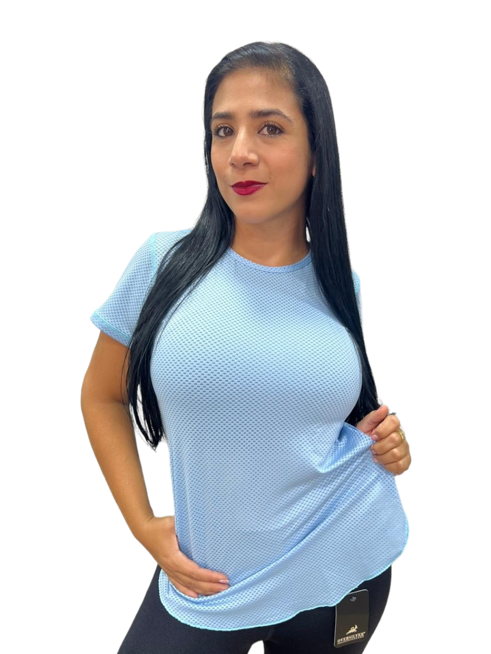 CAMISETA MANGA CORTA MALLA AZUL CIELO OVERSILVER®