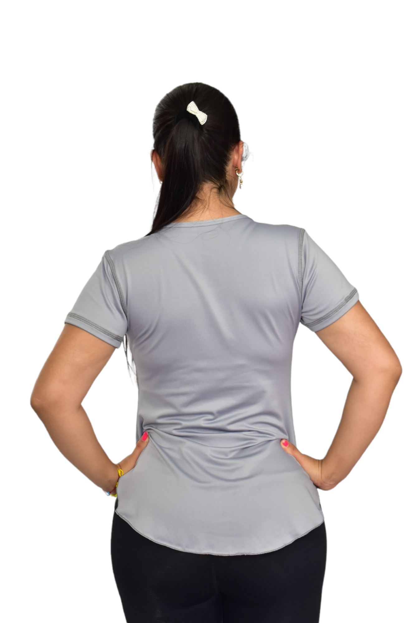 CAMISETA MANGA CORTA LICRADA GRIS CLARO OVERSILVER®