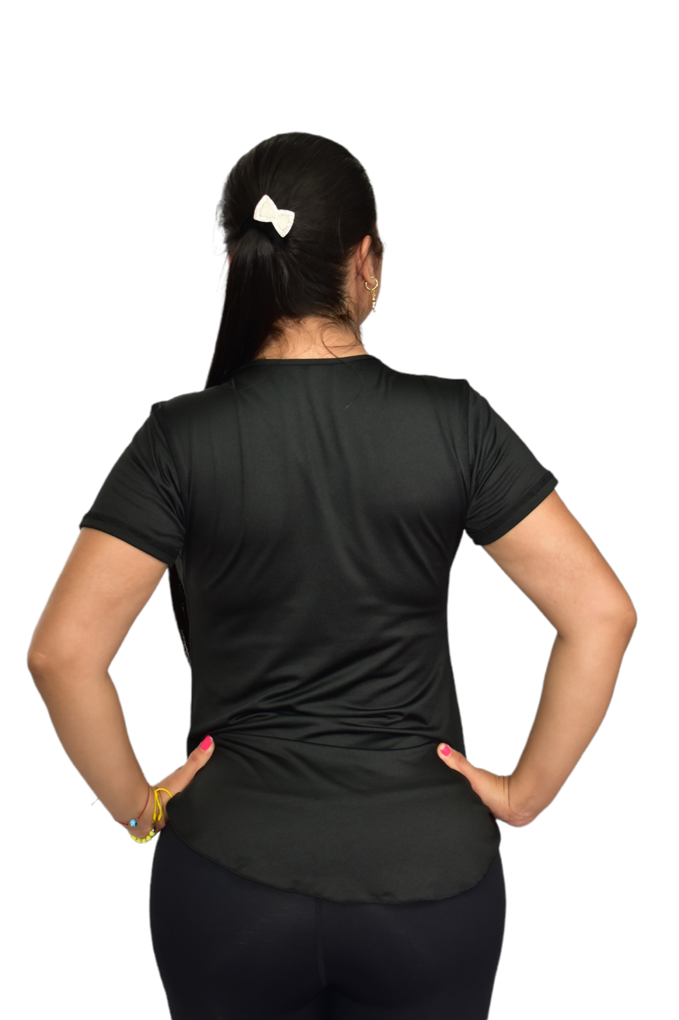 CAMISETA MANGA CORTA LICRADA NEGRO OVERSILVER®
