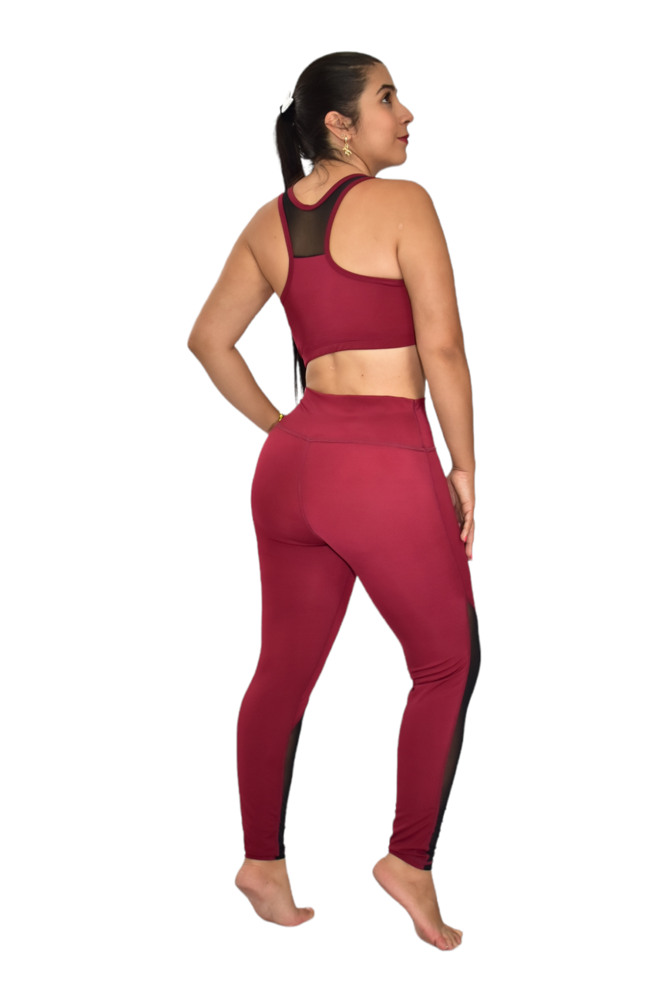 LEGGINS COMBINADA SET 2 PIEZAS NEWGYM VINOTINTO NEGRO oversilvercolombia