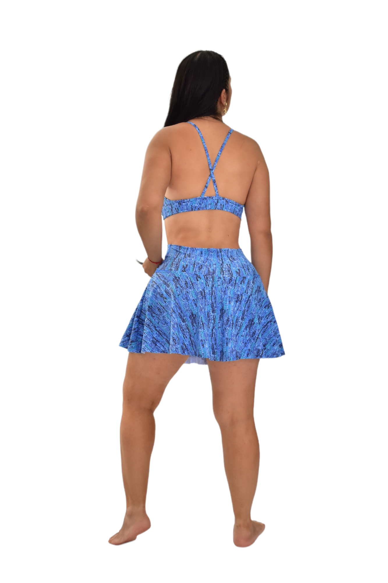 FALDA SHORT SET 2 PIEZAS PREMIUMTEX AZUL CUADROS oversilvercolombia