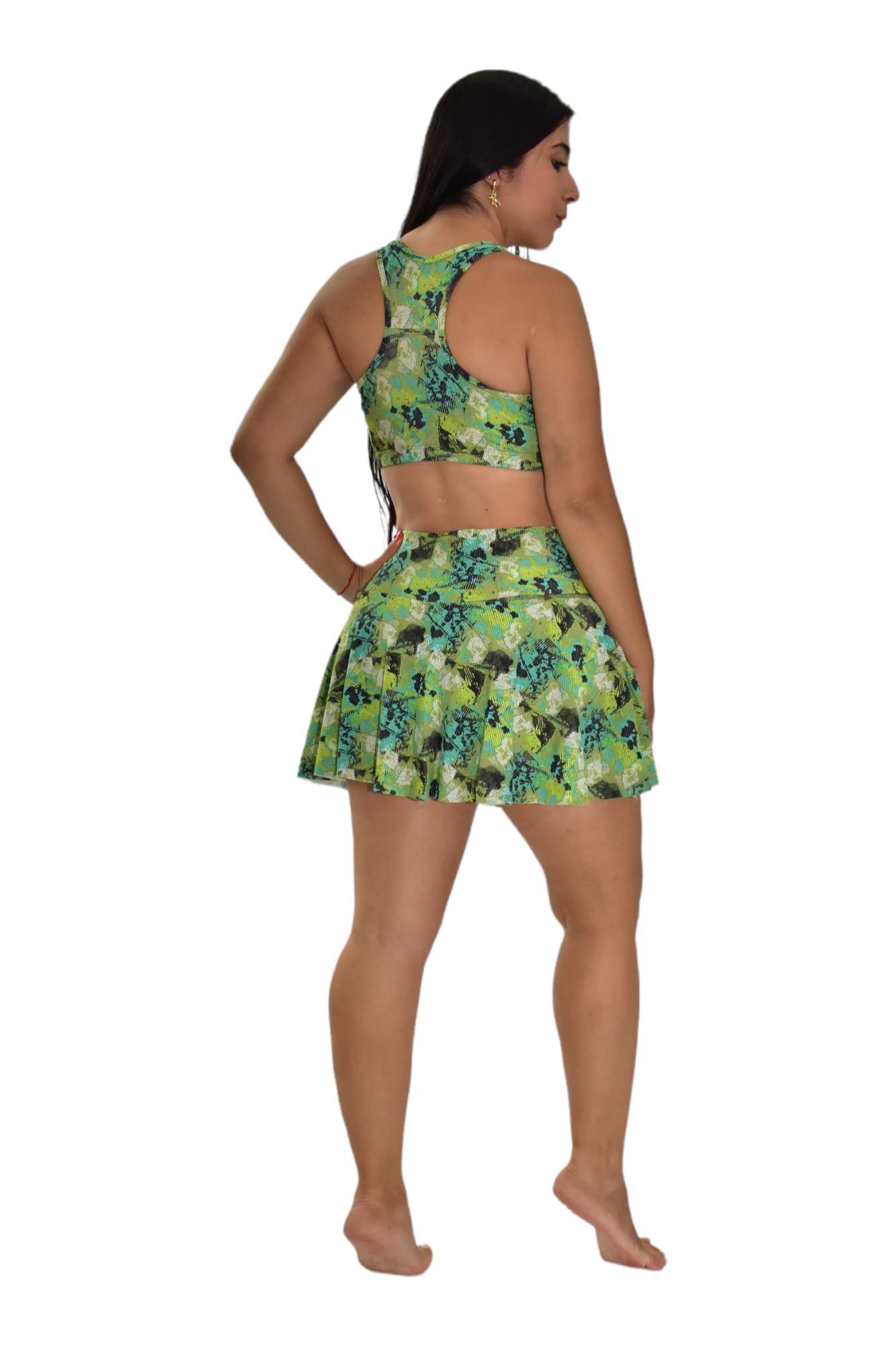 FALDA SHORT SET 2 PIEZAS PREMIUMTEX VERDE ARTE oversilvercolombia