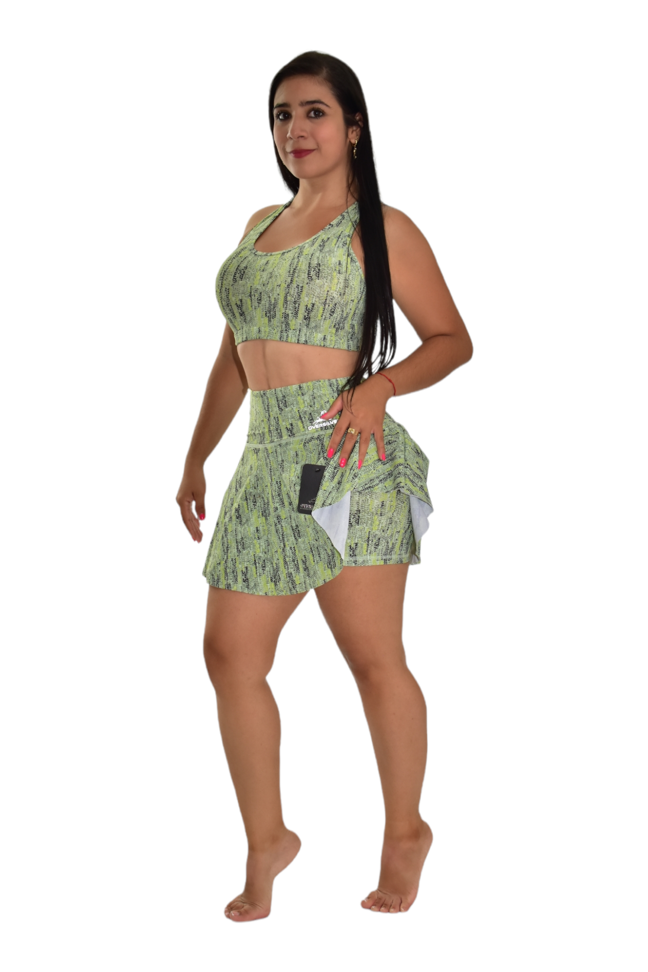 FALDA SHORT SET 2 PIEZAS PREMIUMTEX VERDE RALLA oversilvercolombia
