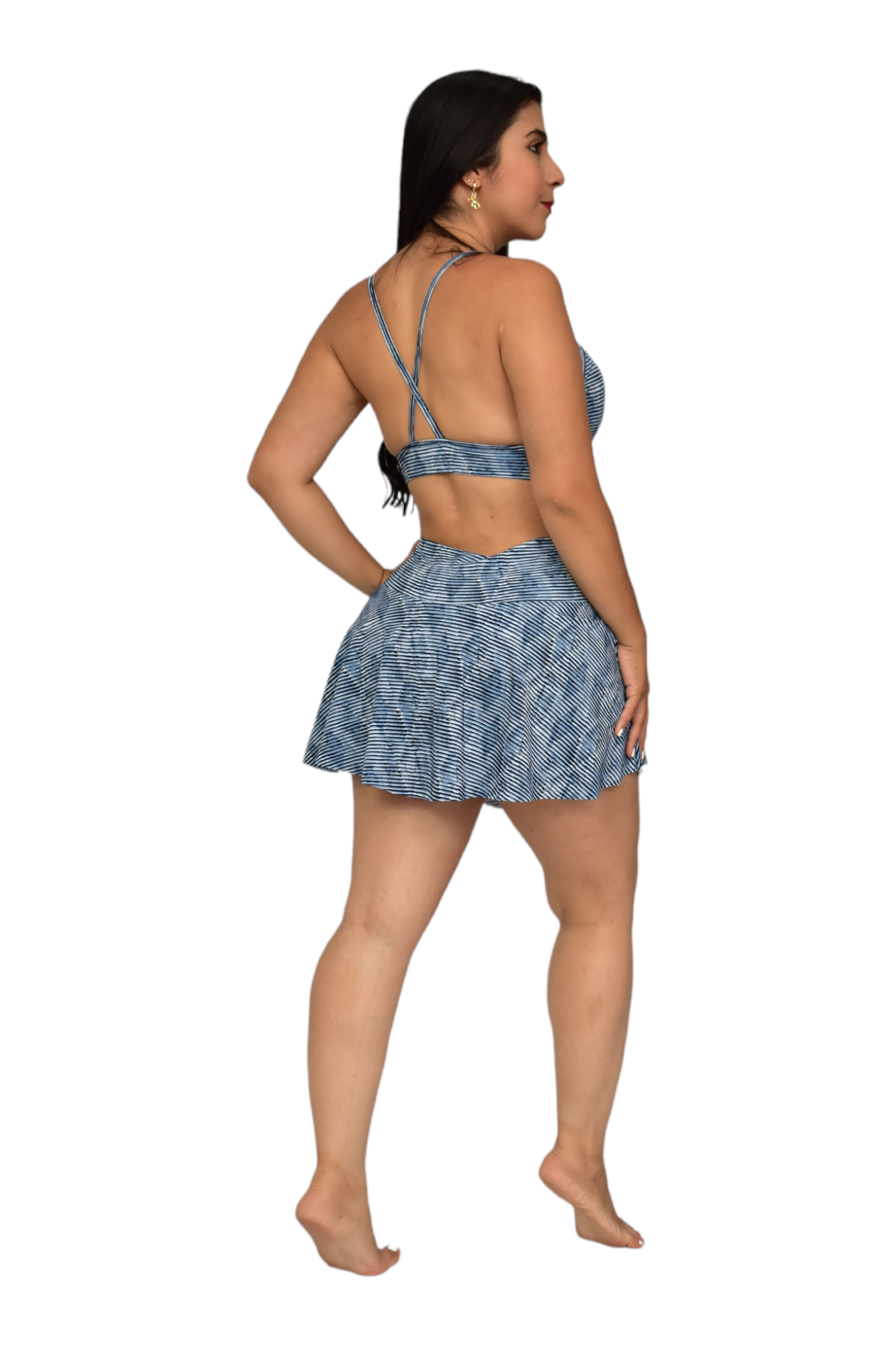 FALDA SHORT SET 2 PIEZAS SPORTGYM NAZUL ROMBO RAYAS oversilvercolombia