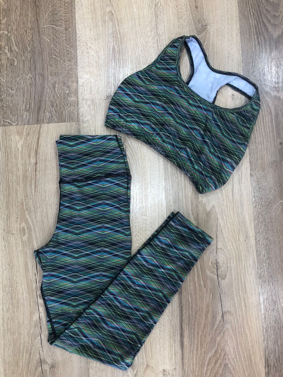 LEGGINS SET 2 PIEZAS PREMIUMTEX TRIANGULO VERDE ROMBO