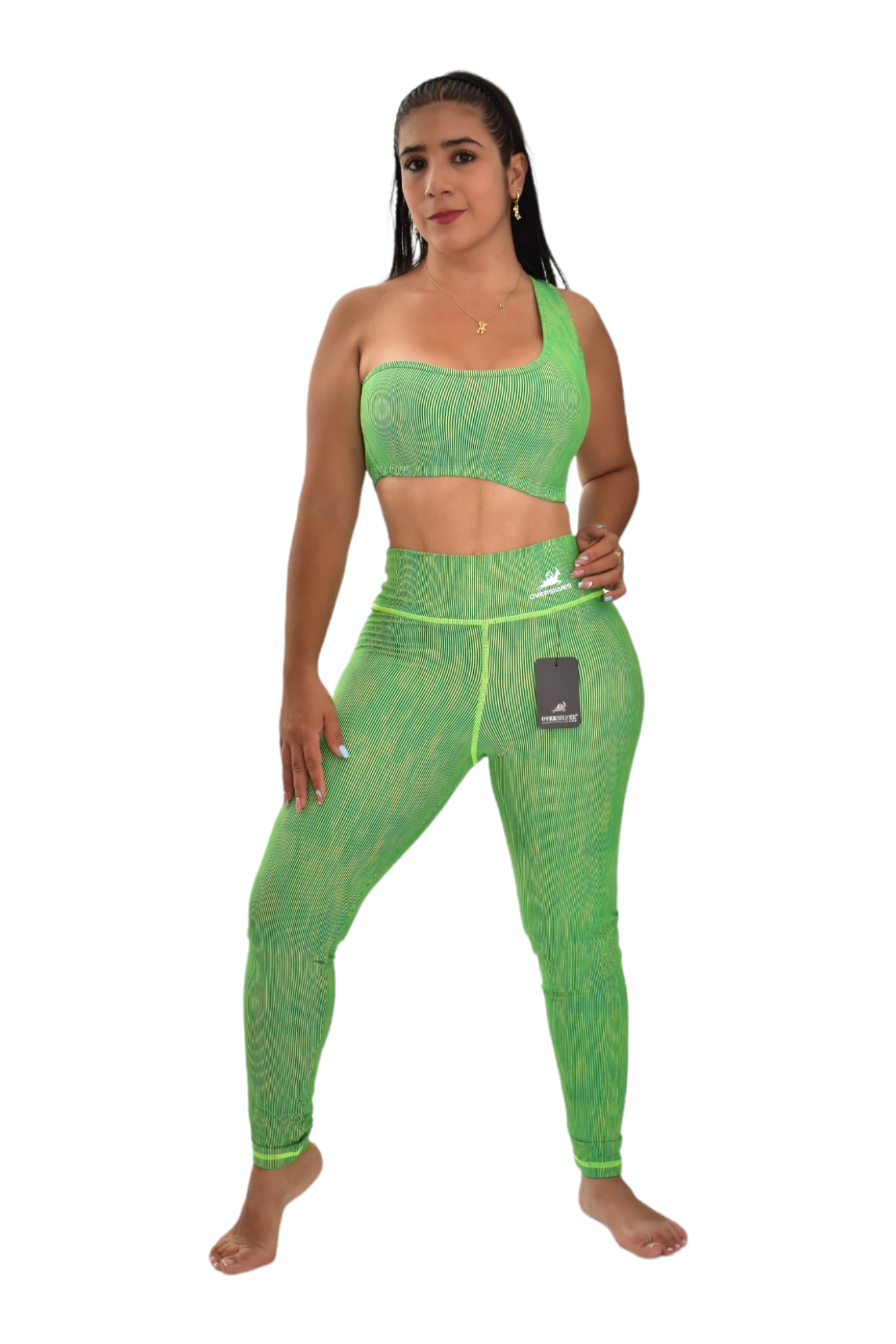 LEGGINS SET 2 PIEZAS PREMIUMTEX VERDE LIMON RALLAS oversilvercolombia
