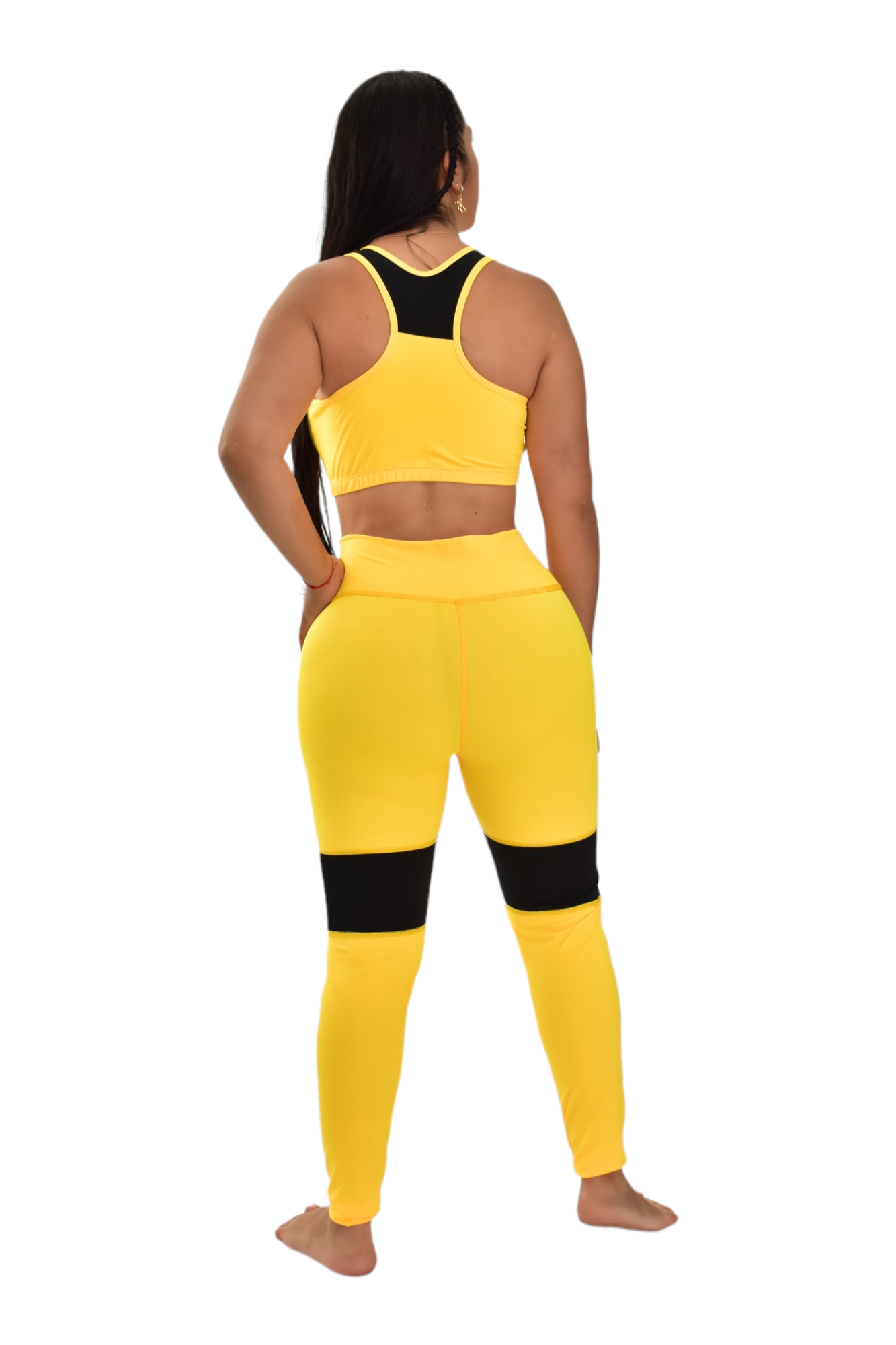 LEGGINS COMBINADA SET 2 PIEZAS PREMIUMTEX AMARILLO NEGRO oversilvercolombia