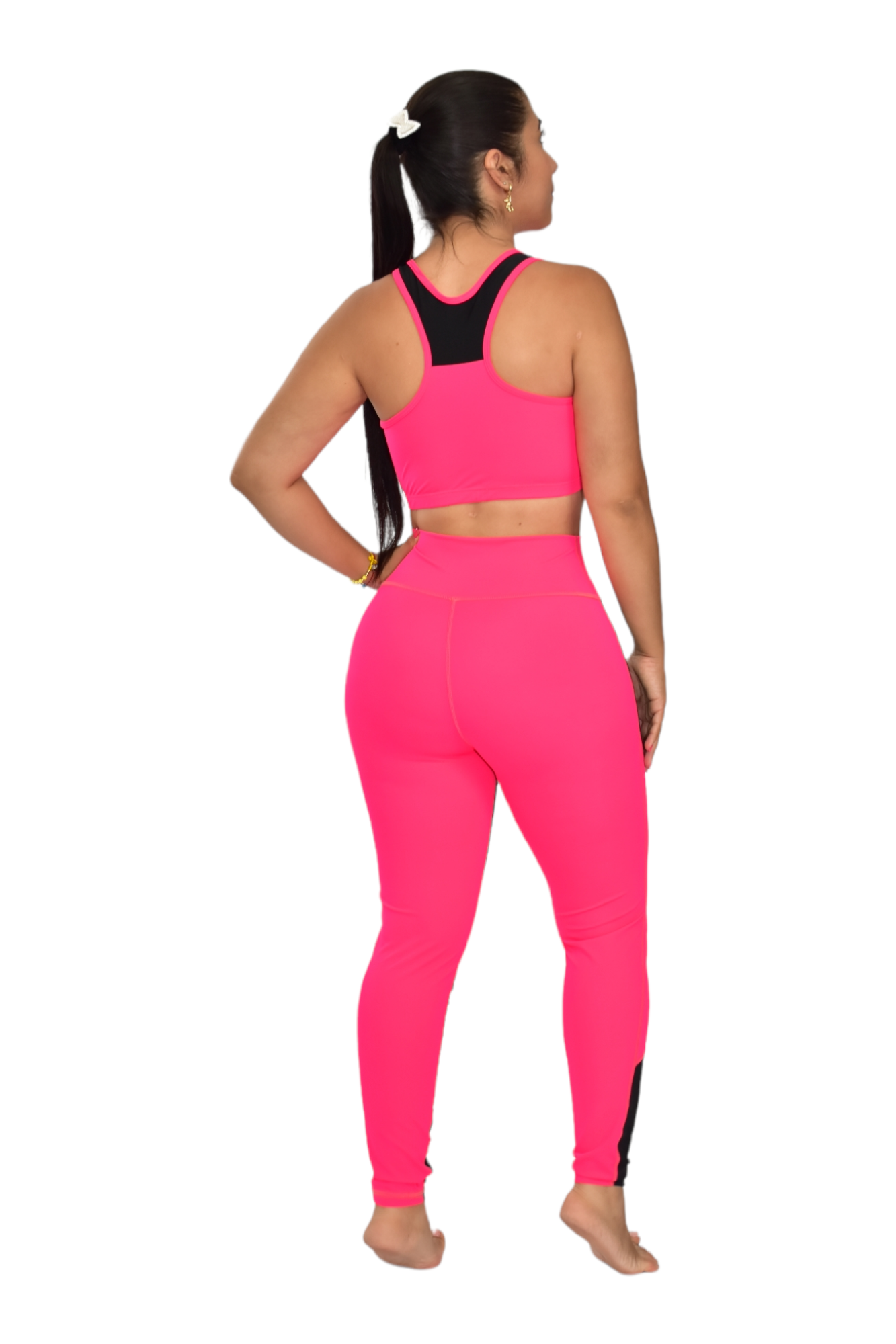 LEGGINS COMBINADA SET 2 PIEZAS PREMIUMTEX FUCSIA NEGRO FRENTE oversilvercolombia