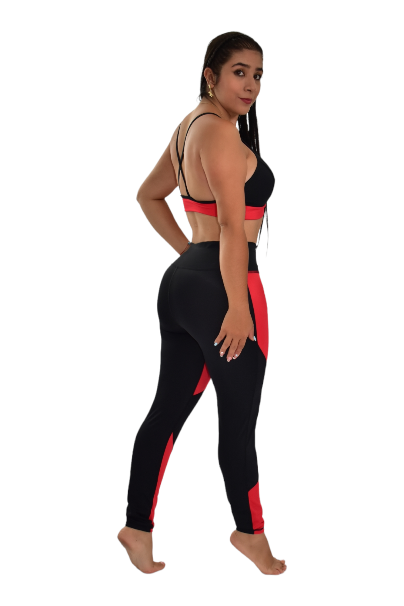 LEGGINS COMBINADO SET 2 PIEZAS PREMIUMTEX NEGRO ROJO oversilvercolombia