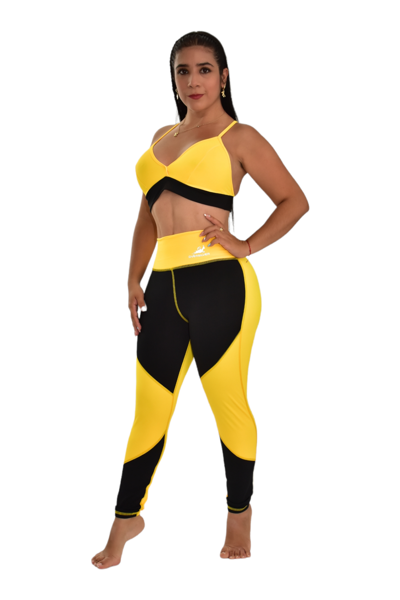 LEGGINS COMBINADO SET 2 PIEZAS PREMIUMTEX AMARILLO NEGRO oversilvercolombia
