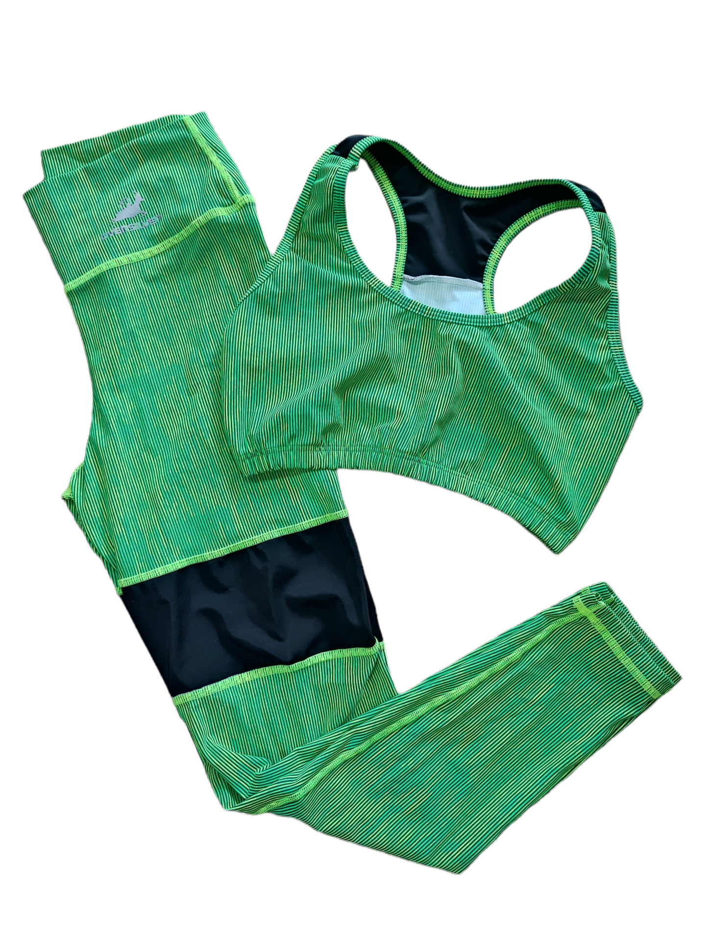 LEGGINS COMBINADO SET 2 PIEZAS PREMIUMTEX VERDE NEGRO MITAD oversilvercolombia