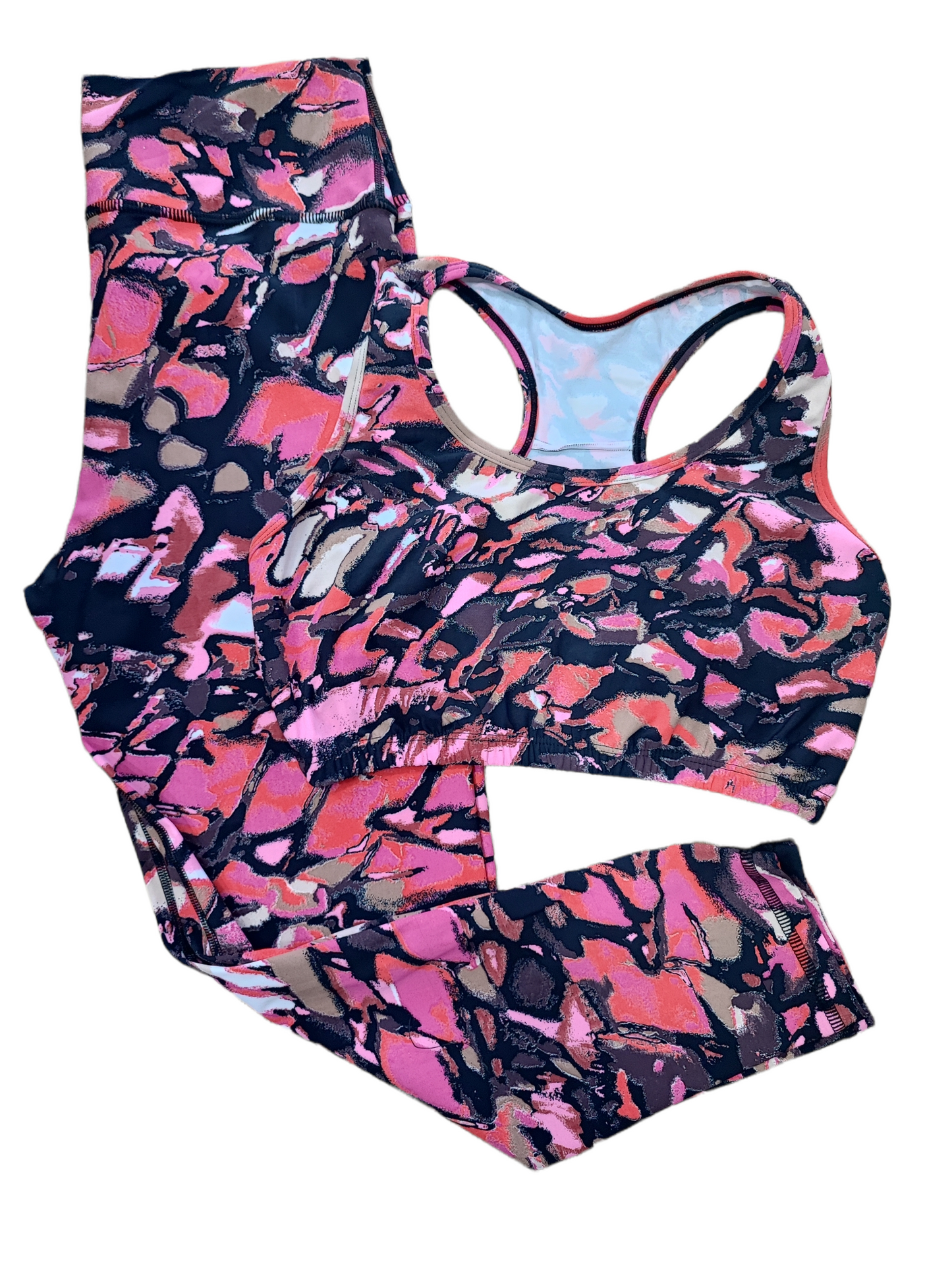 LEGGINS TALLA PLUS SET 2 PIEZAS PREMIUMTEX MANCHAS FUCSIA CON NEGRO oversilvercolombia