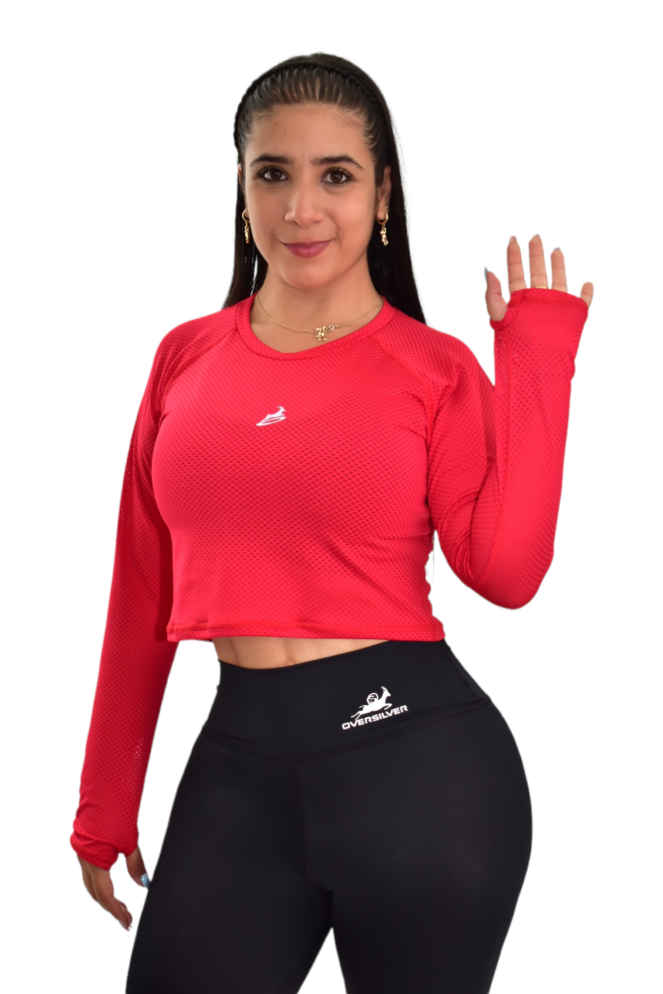 CAMISETA MANGA RANGLA MALLA ROJO OVERSILVER®