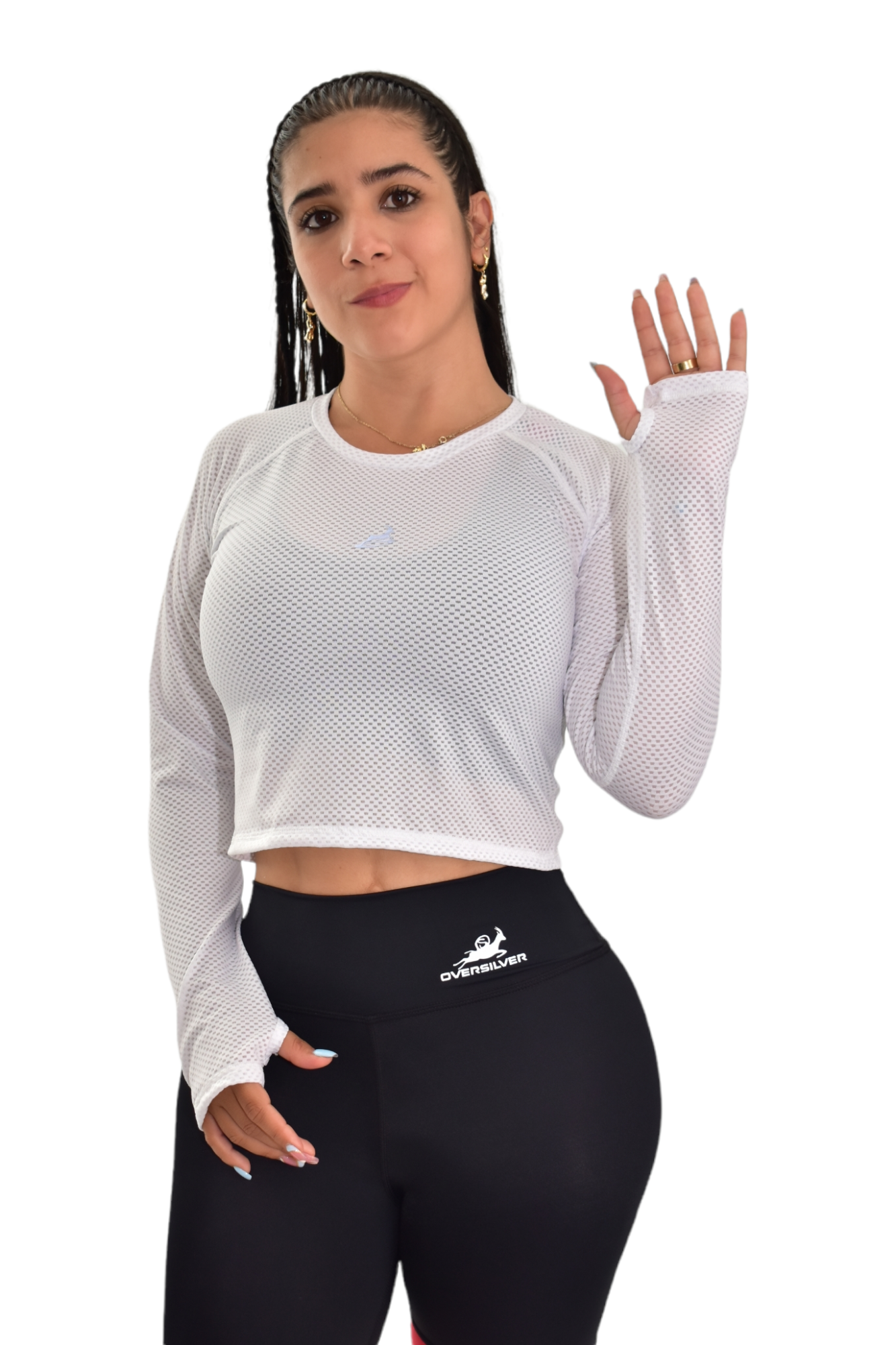 CAMISETA MANGA RANGLA MALLA BLANCA OVERSILVER®