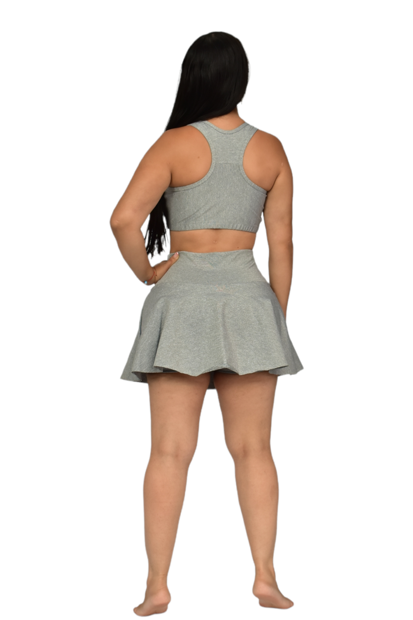 FALDA SHORT SET 2 PIEZAS SUPLEX GRIS JASPE oversilvercolombia
