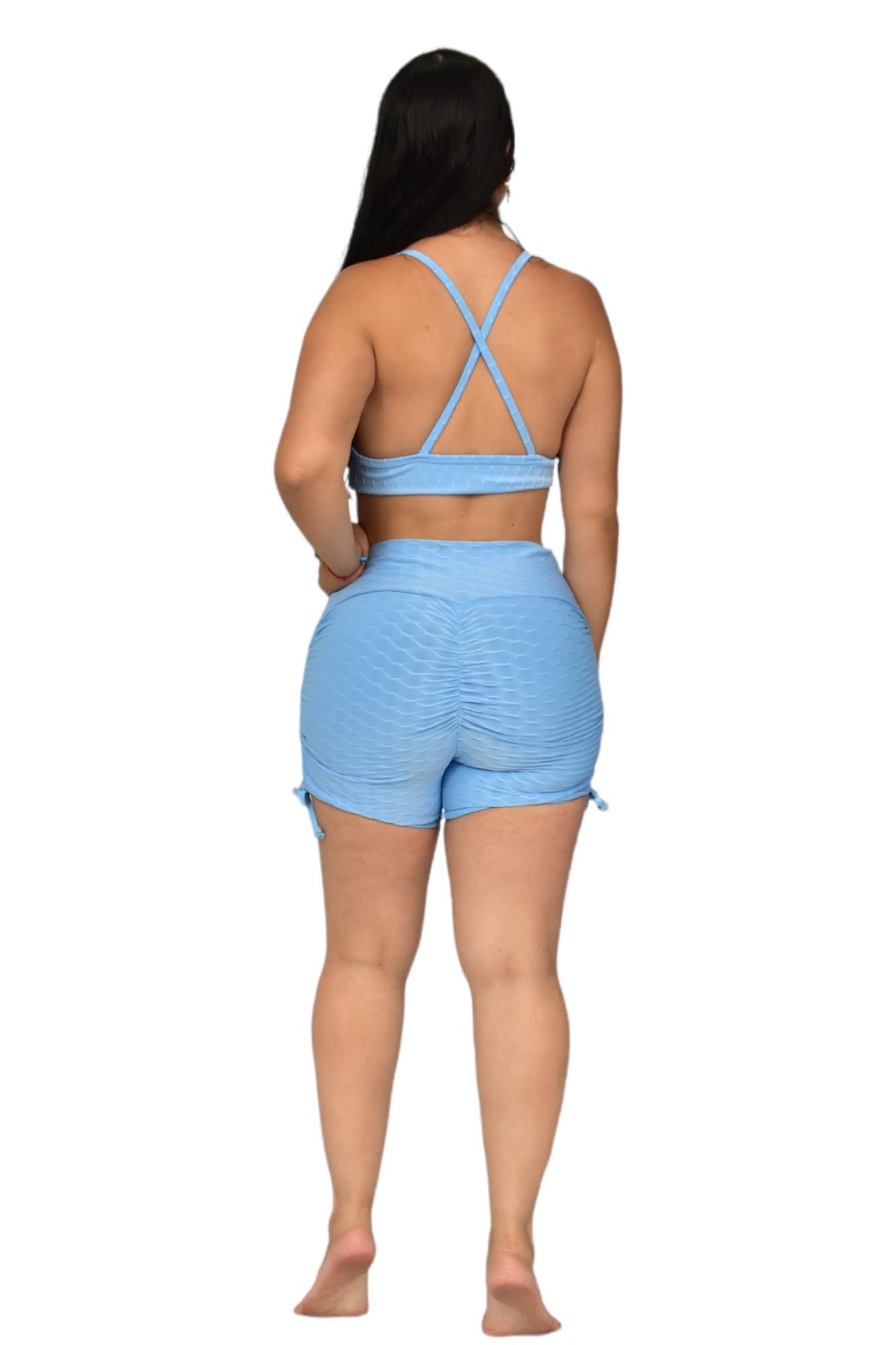 SHORT PUSH UP TIRAS SET 2 PIEZAS TEXTURIZADO AZUL CLARO oversilvercolombia