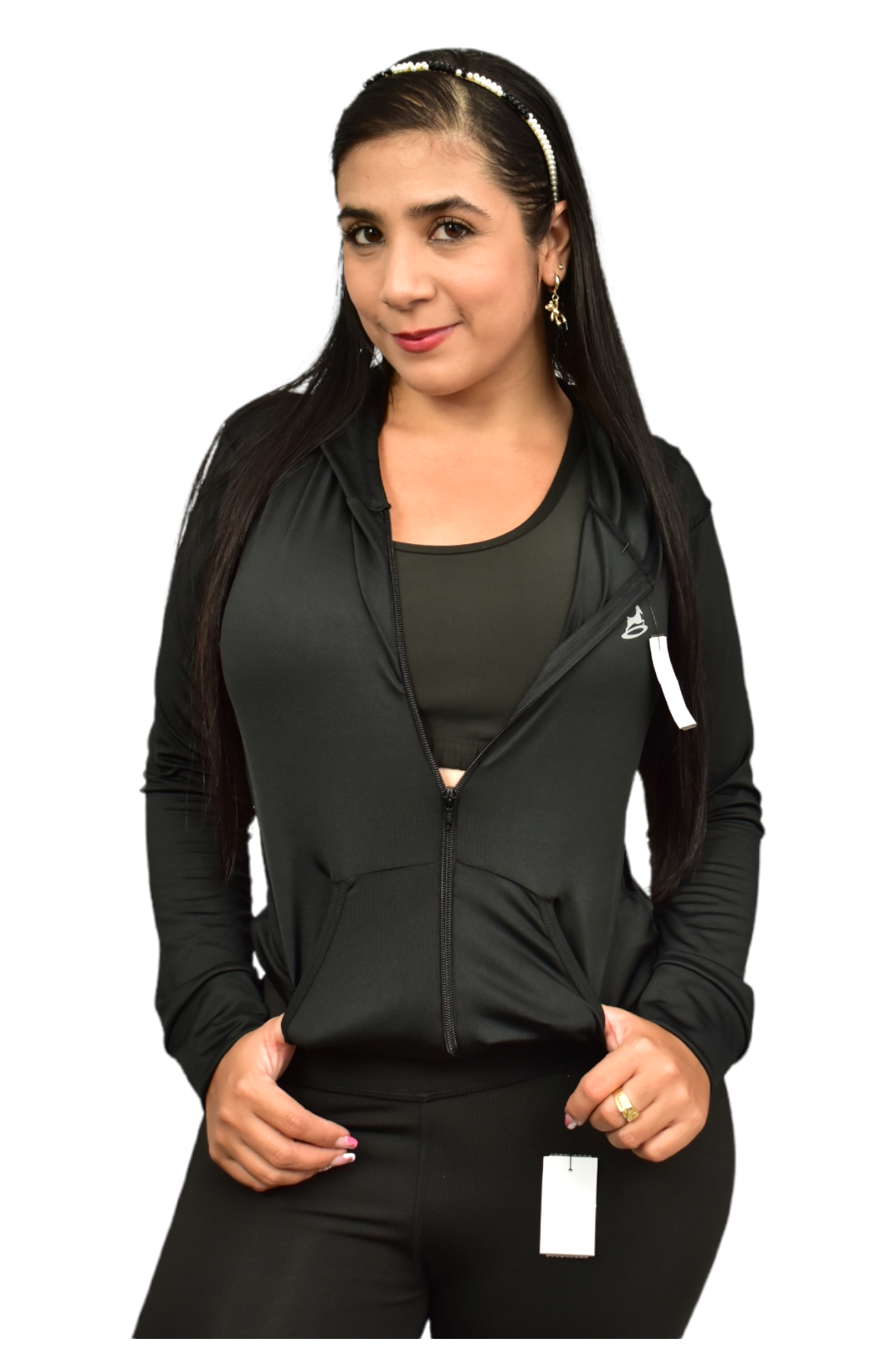CHAQUETA DEPORTIVA DAMA LICRADA NEGRO OVERSILVER®