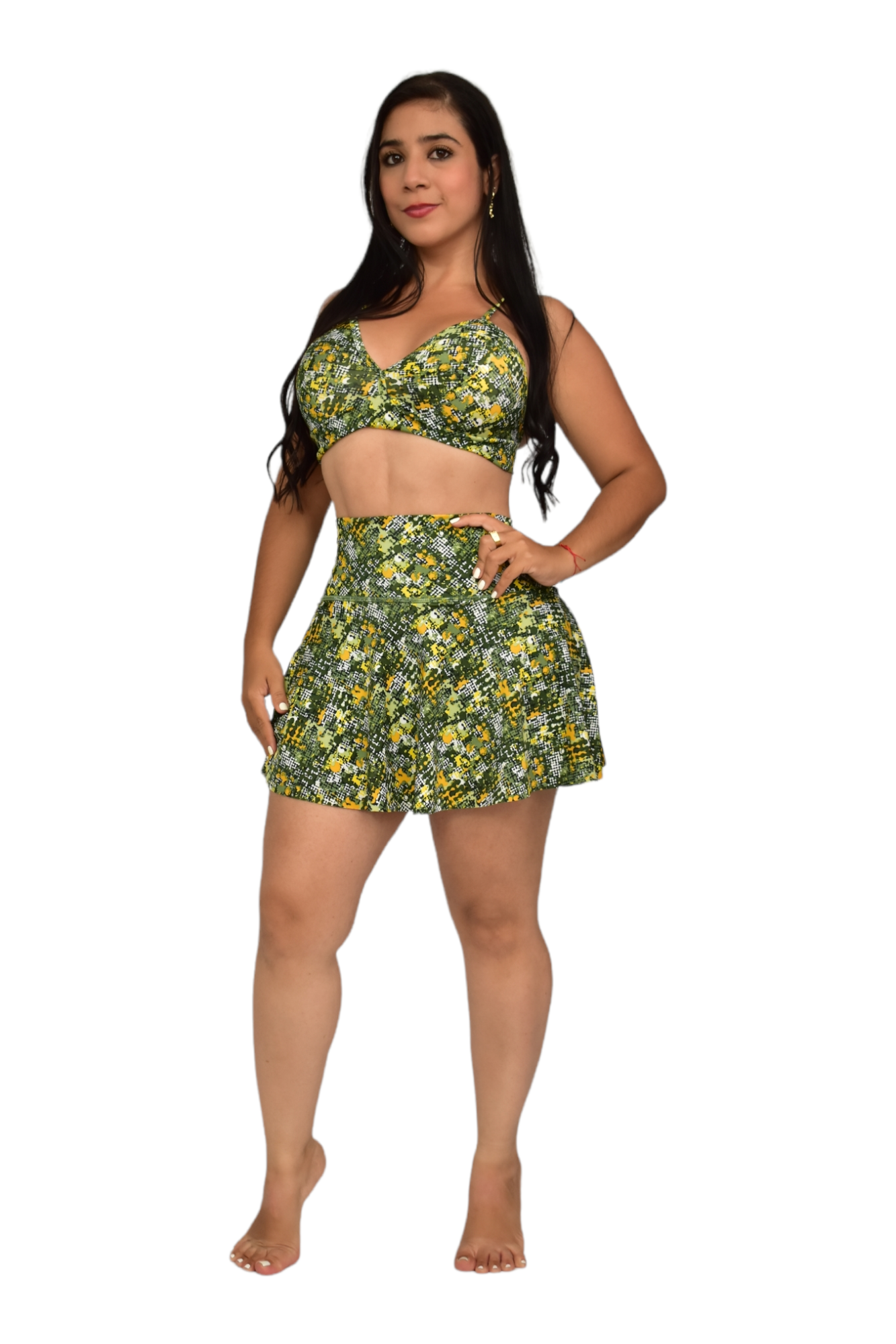 FALDA SHORT SET 2 PIEZAS SPORTGYM CUADRO VERDE AMARILLO oversilvercolombia