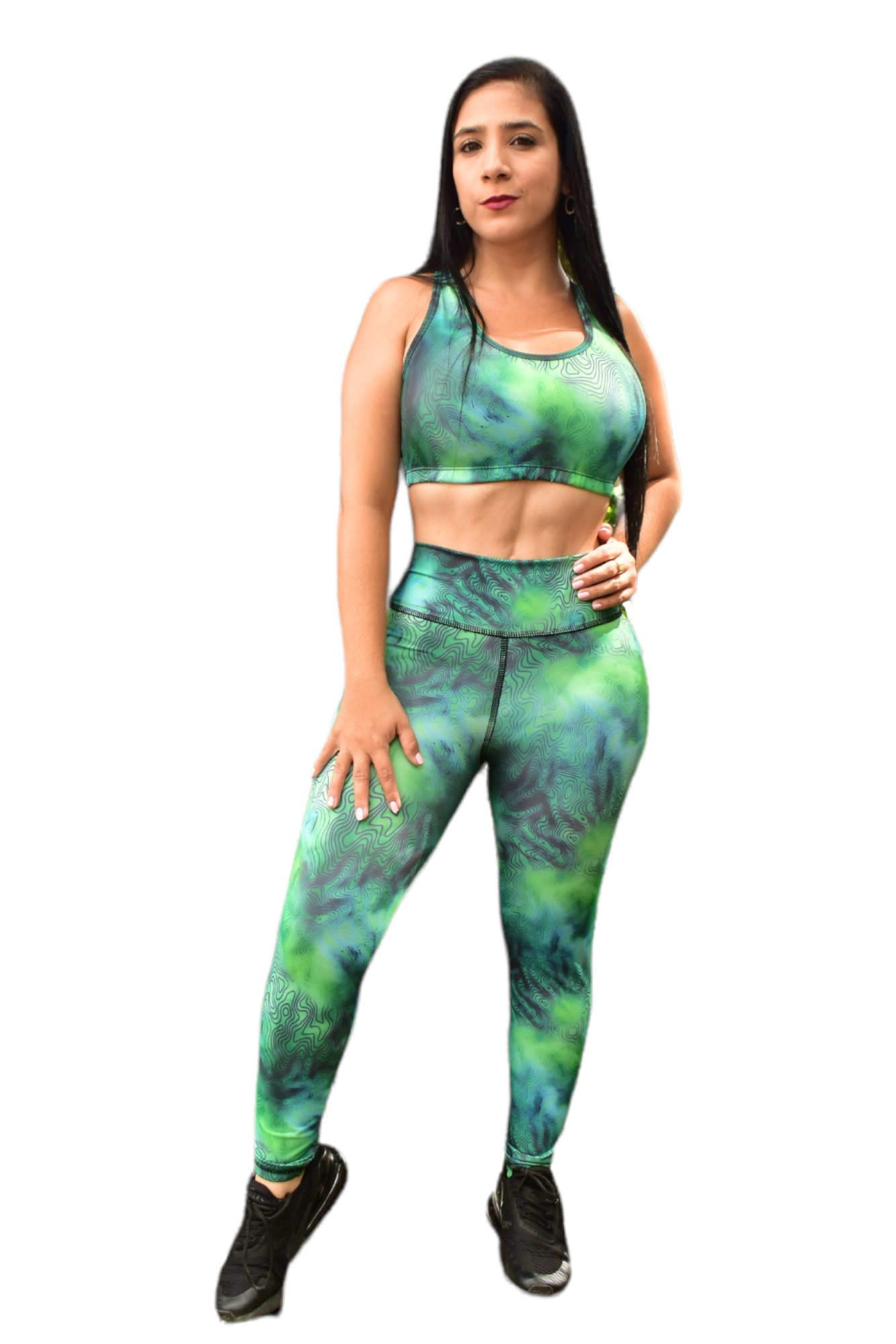 LEGGINS SET 2 PIEZAS SPORTGYM VERDE ONDAS