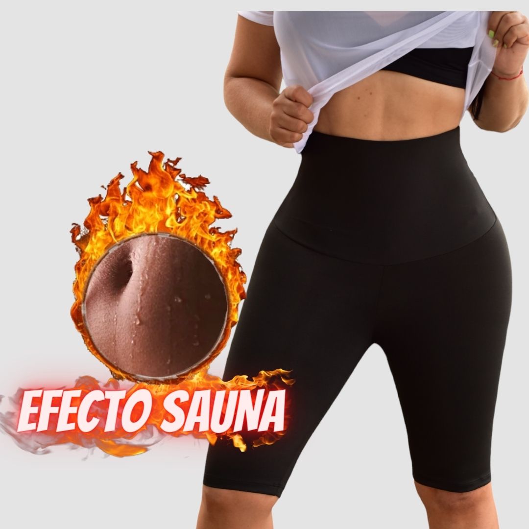 🔥BIKER CON FAJA REDUCTORA EN NEOPRENO EFECTO SAUNA EN TELA SUPLEX🔥