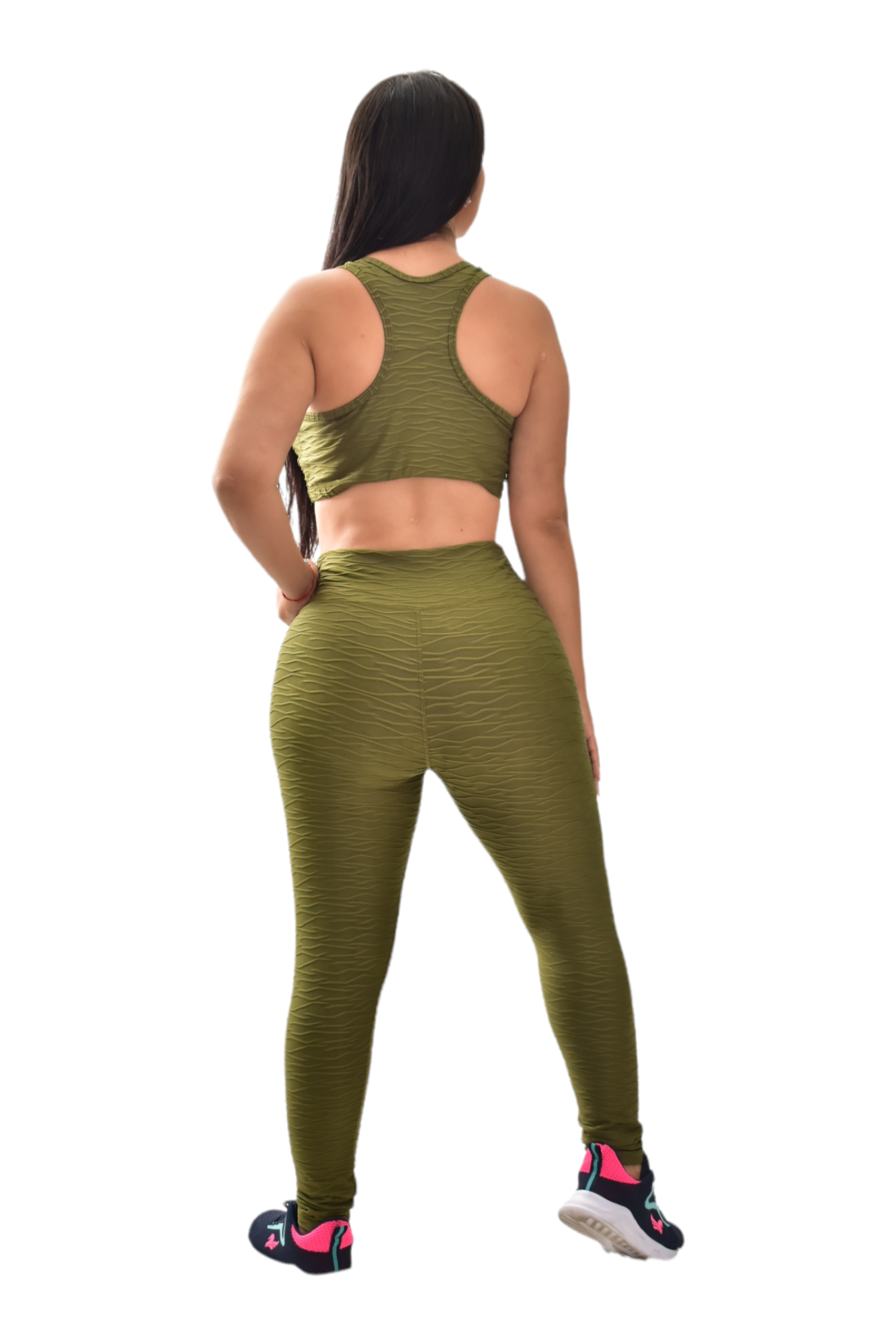 LEGGINS SET 2 PIEZAS TEXTURIZADO VERDE MILITAR oversilvercolombia