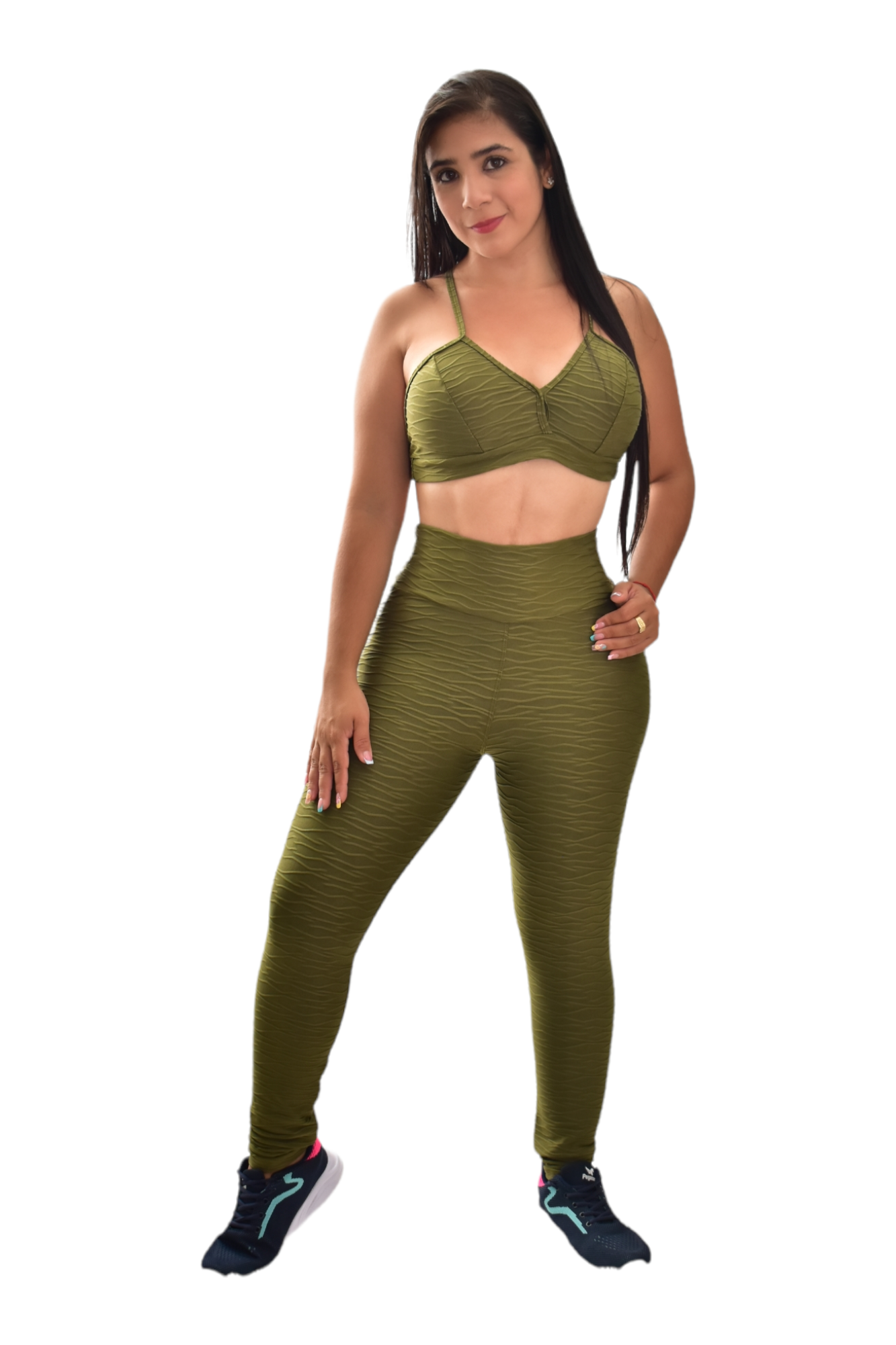 LEGGINS PUSH UP SET 2 PIEZAS TEXTURIZADO VERDE MILITAR oversilvercolombia