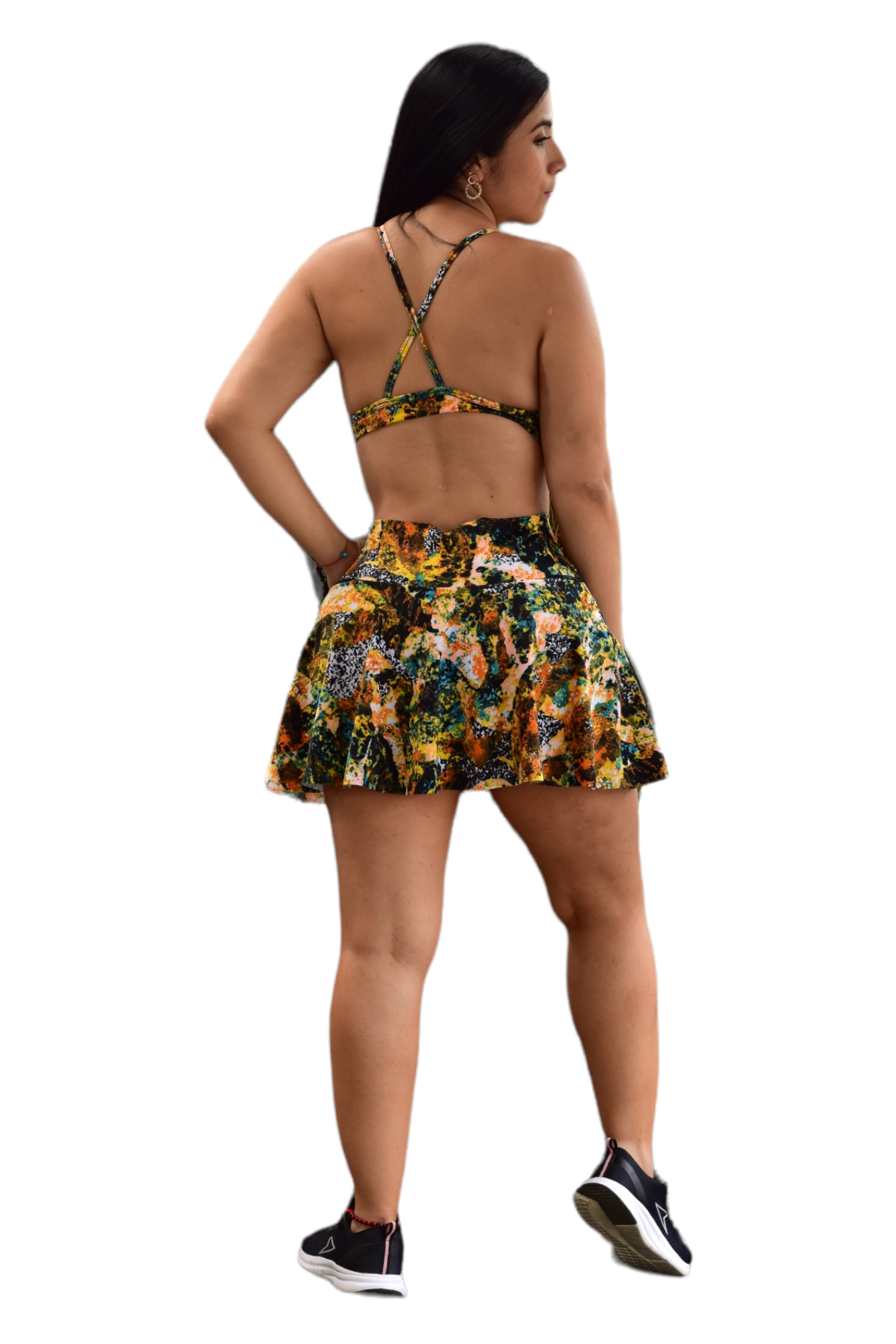 FALDA SHORT SET 2 PIEZAS SPORTGYM ARTISTICO NARANJA