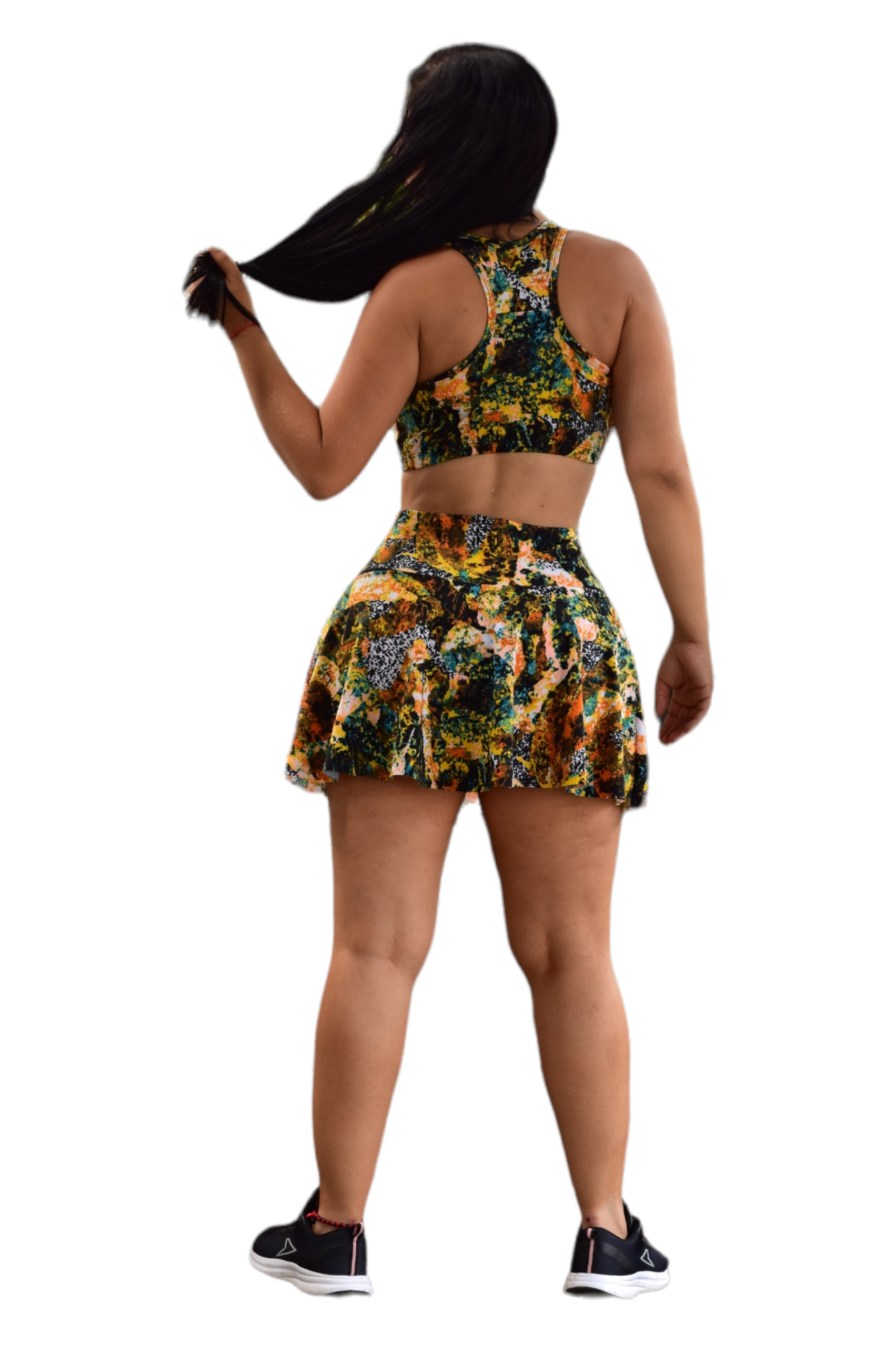 FALDA SHORT SET 2 PIEZAS SPORTGYM ARTISTICO NARANJA