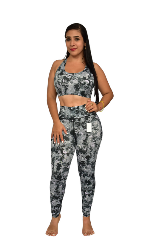 LEGGINS SET 2 PIEZAS SPORTGYM NEGRO PUNTOS GRIS oversilvercolombia