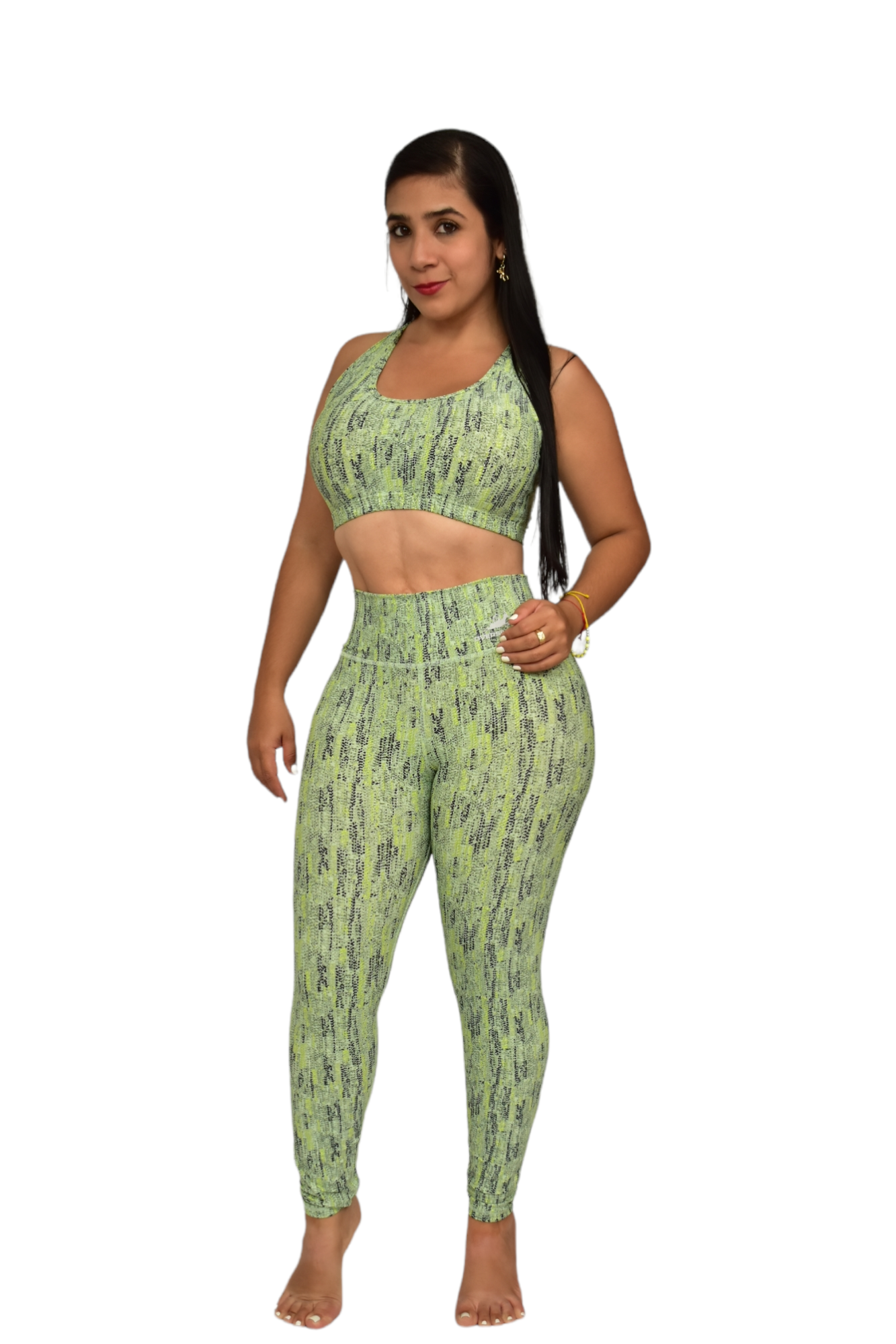 LEGGINS SET 2 PIEZAS PREMIUMTEX VERDE RALLA NEGRA oversilvercolombia