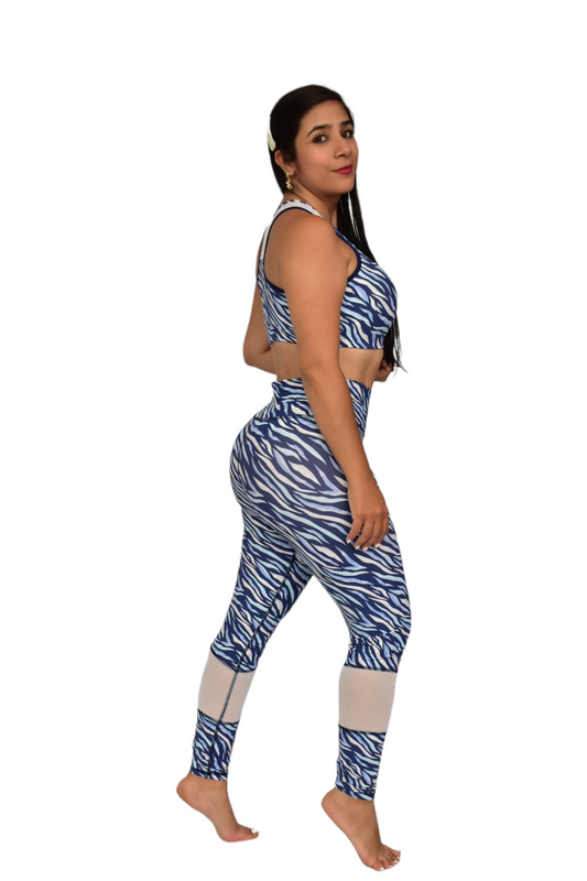 LEGGINS  SET 2 PIEZAS PREMIUMTEX AZUL CEBRA BLANCO oversilvercolombia
