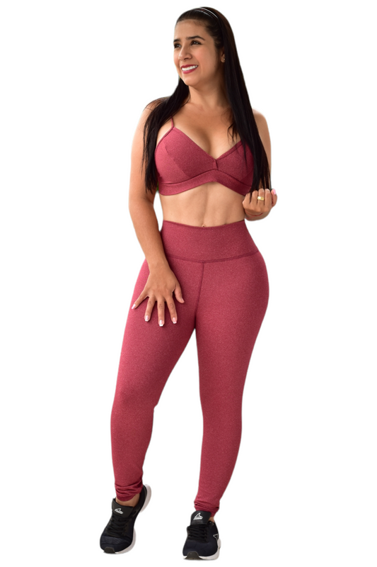 LEGGINS  SET 2 PIEZAS SUPLEX VINOTINTO JASPE