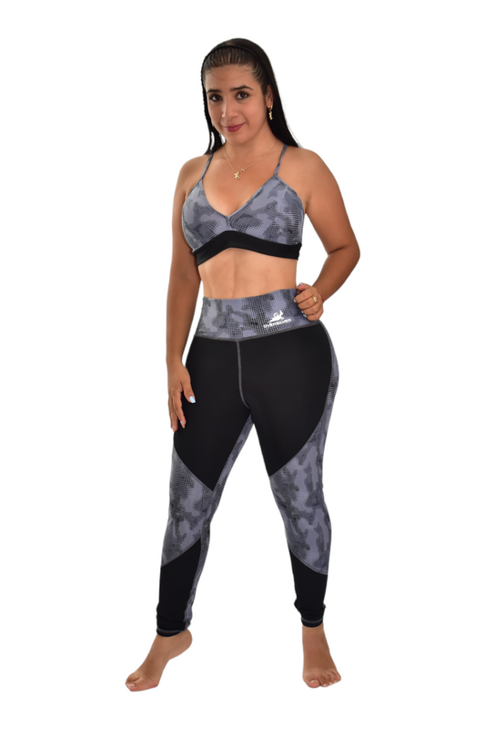 LEGGINS COMBINADA SET 2 PIEZAS PREMIUMTEX GRIS NEGRO oversilvercolombia