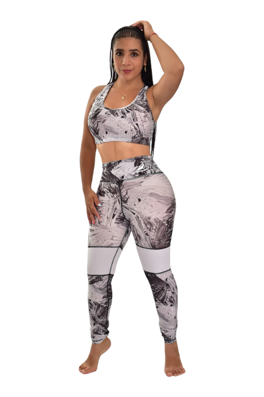 LEGGINS COMBINADO SET 2 PIEZAS PREMIUMTEX GRIS METALIZADO oversilvercolombia