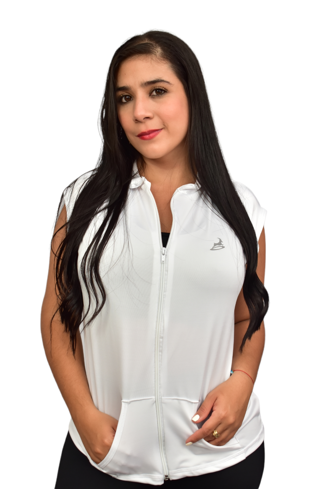 CHAQUETA MANGA SISA CON CIERRE LICRADA BLANCO OVERSILVER®