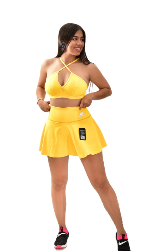 FALDA SHORT SET 2 PIEZAS PREMIUMTEX AMARILLO oversilvercolombia