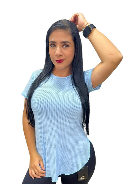 CAMISETA MANGA CORTA MALLA AZUL CIELO OVERSILVER®