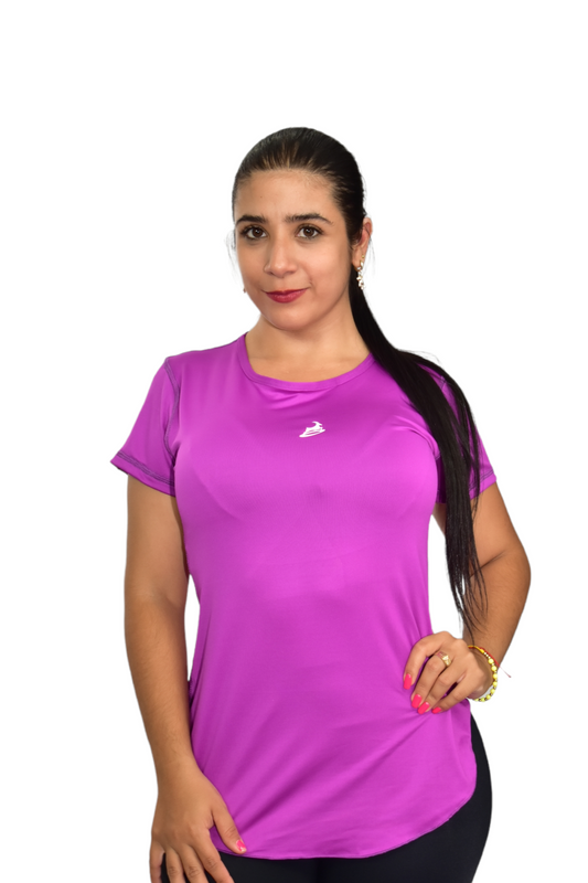 CAMISETA MANGA CORTA LICRADA MORADO OVERSILVER®