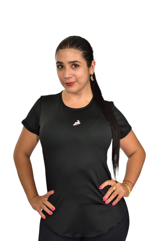 CAMISETA MANGA CORTA LICRADA NEGRO OVERSILVER®