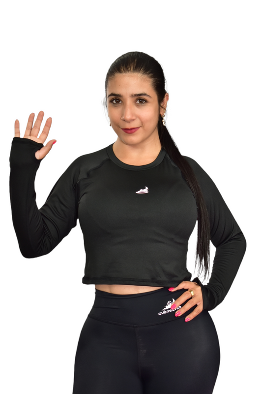 CAMISETA MANGA RANGLA LICRADA NEGRO OVERSILVER®