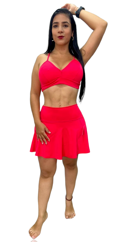 FALDA SHORT SET 2 PIEZAS NEWGYM NARANJA NEON oversilvercolombia