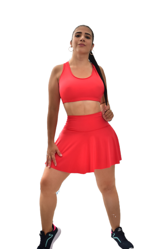 FALDA SHORT SET 2 PIEZAS NEWGYM ROJO oversilvercolombia
