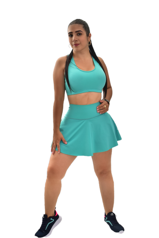 FALDA SHORT SET 2 PIEZAS NEWGYM VERDE MENTA oversilvercolombia