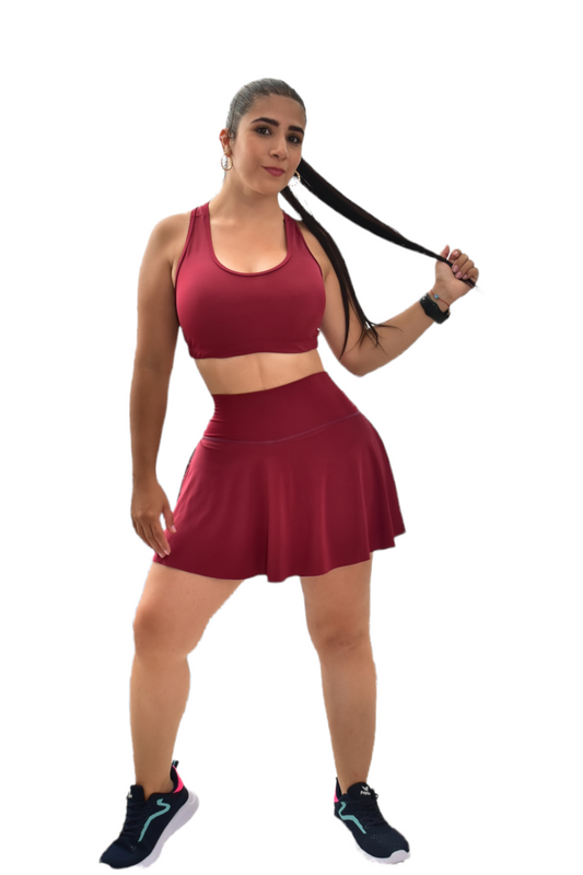 FALDA SHORT SET 2 PIEZAS NEWGYM VINOTINTO oversilvercolombia