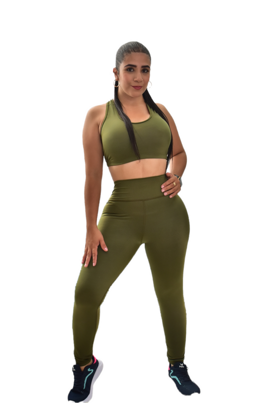 LICRA SET 2 PIEZAS NEWGYM VERDE MILITAR oversilvercolombia