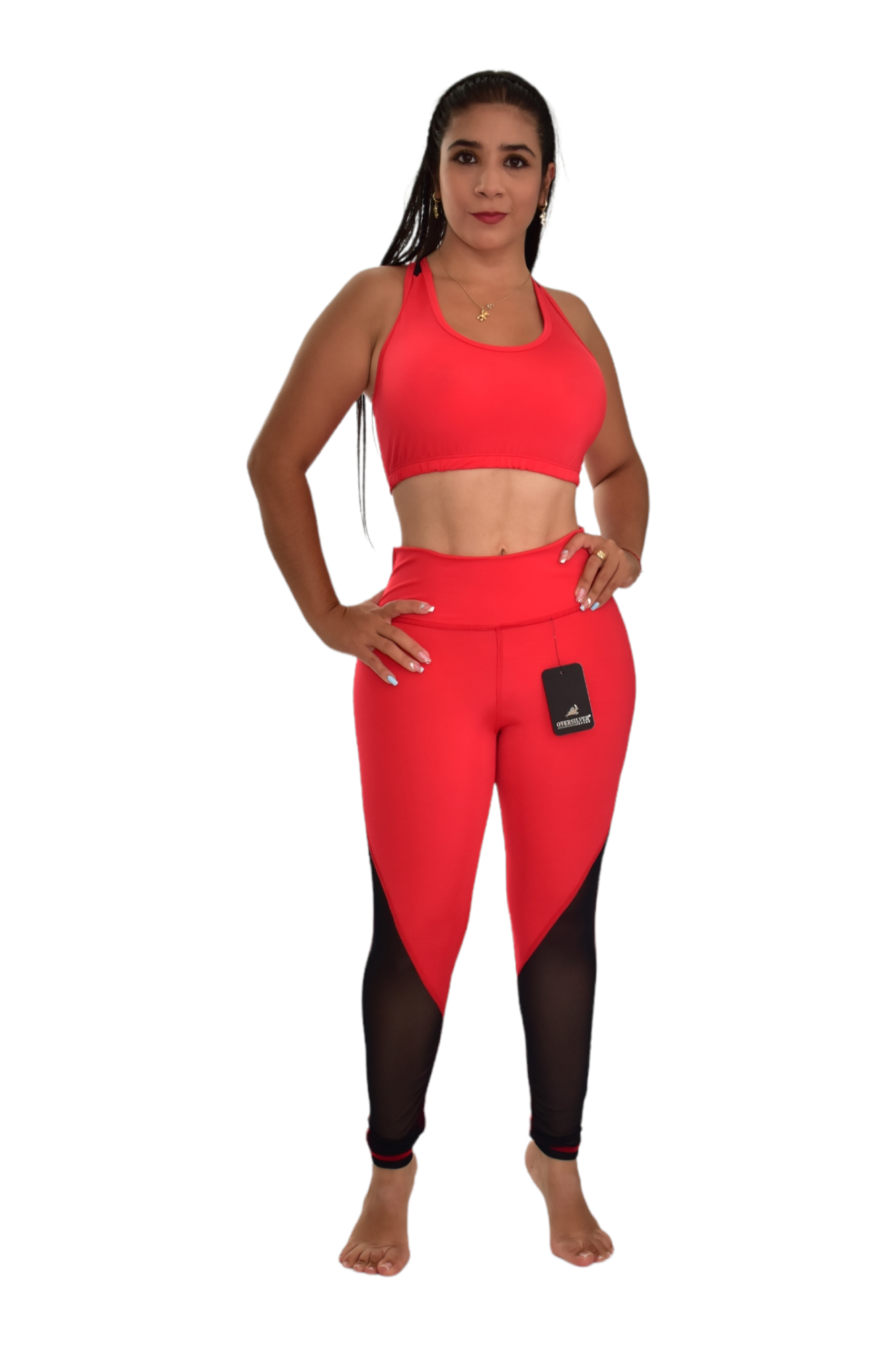 LEGGINS COMBINADA SET 2 PIEZAS NEWGYM ROJO NEGRO oversilvercolombia