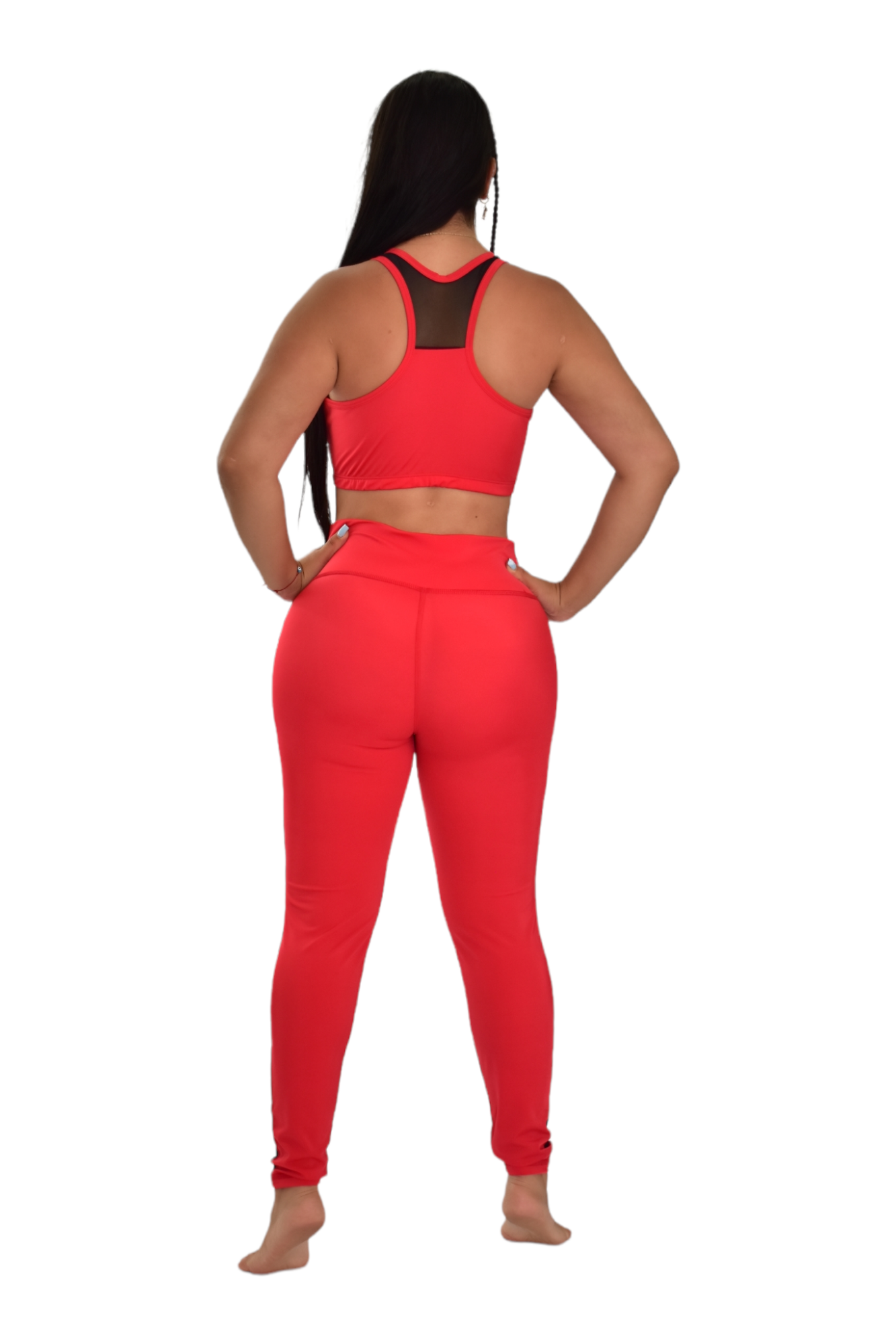 LEGGINS COMBINADA SET 2 PIEZAS NEWGYM ROJO NEGRO oversilvercolombia